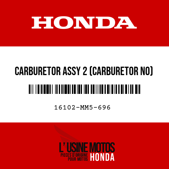 image de 16102-MM5-696 CARBURETOR ASSY 2 (CARBURETOR NO)