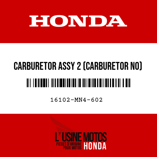 image de 16102-MN4-602 CARBURETOR ASSY 2 (CARBURETOR NO)