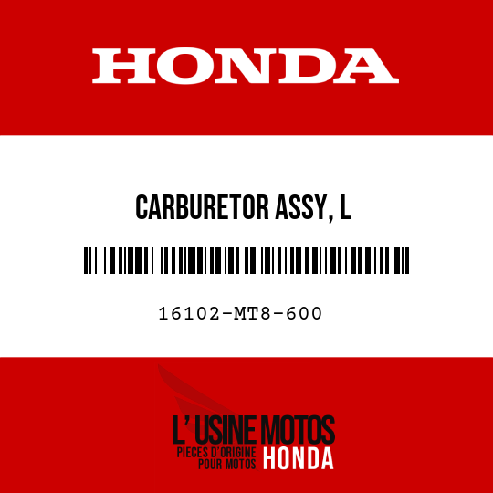 image de 16102-MT8-600 CARBURETOR ASSY, L