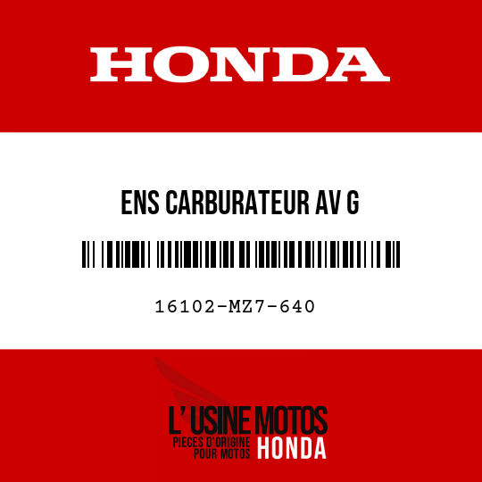 image de 16102-MZ7-640 ENS CARBURATEUR AV G