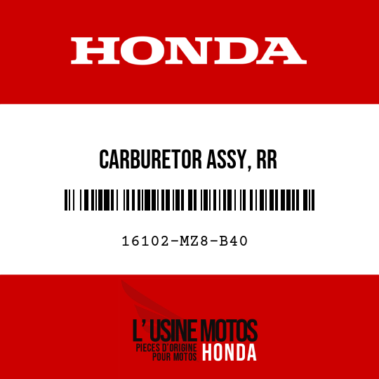 image de 16102-MZ8-B40 CARBURETOR ASSY, RR