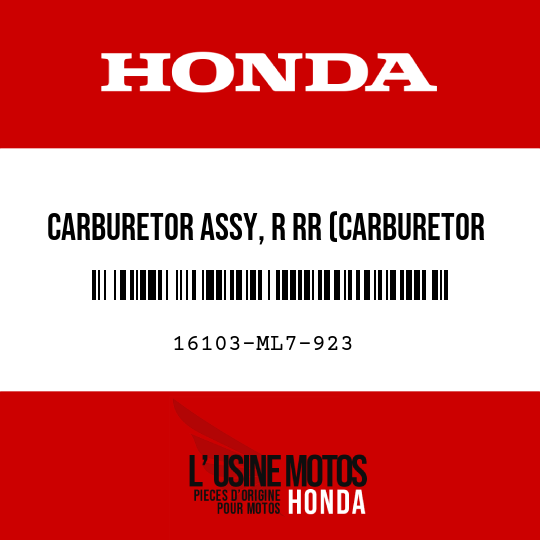 image de 16103-ML7-923 CARBURETOR ASSY, R RR (CARBURETOR NO)