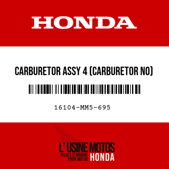 image de 16104-MM5-695 CARBURETOR ASSY 4 (CARBURETOR NO)