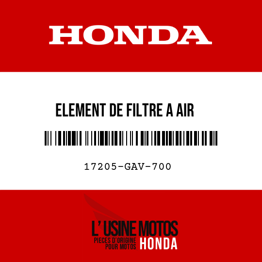 image de 17205-GAV-700 ELEMENT DE FILTRE A AIR