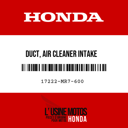 image de 17222-MR7-600 DUCT, AIR CLEANER INTAKE