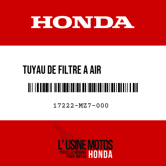 image de 17222-MZ7-000 TUYAU DE FILTRE A AIR         ADMISSION