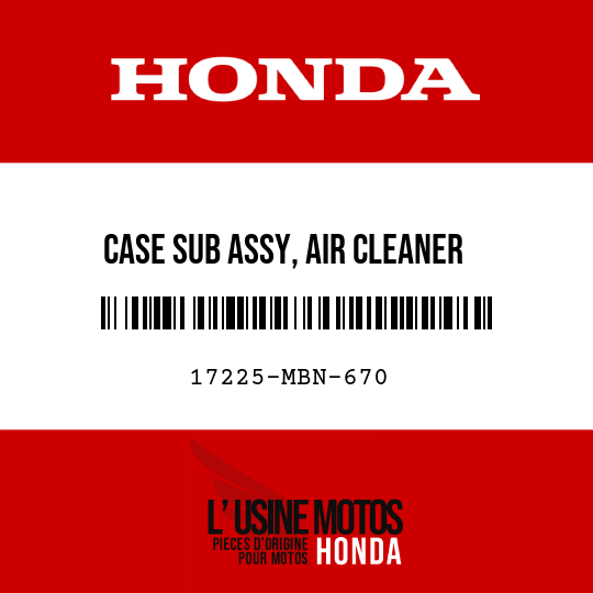 image de 17225-MBN-670 CASE SUB ASSY, AIR CLEANER
