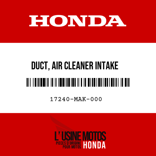 image de 17240-MAK-000 DUCT, AIR CLEANER INTAKE