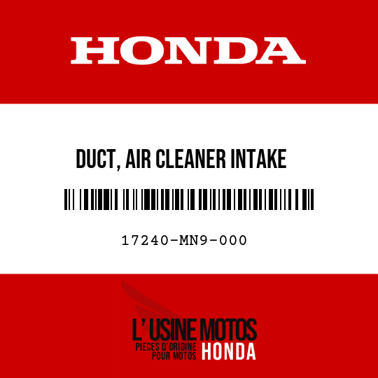 image de 17240-MN9-000 DUCT, AIR CLEANER INTAKE