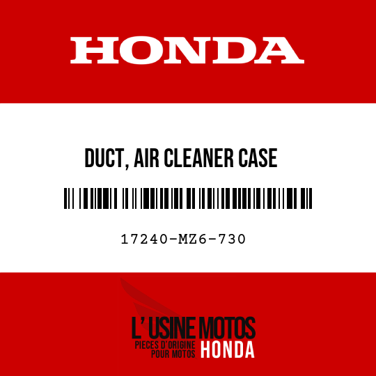 image de 17240-MZ6-730 DUCT, AIR CLEANER CASE