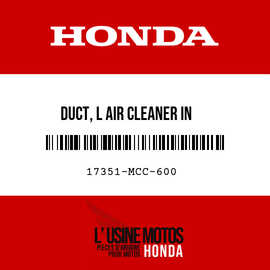 image de 17351-MCC-600 DUCT, L AIR CLEANER IN