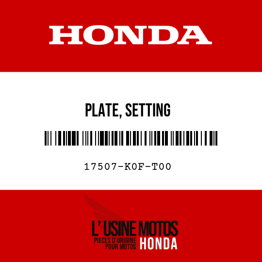image de 17507-K0F-T00 PLATE, SETTING