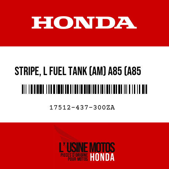 image de 17512-437-300ZA STRIPE, L FUEL TANK (AM) A85 (A85 TAHITIAN RED &amp SPECIFIED GRAY)