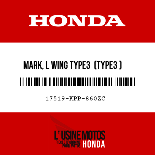 image de 17519-KPP-860ZC MARK, L WING TYPE3  (TYPE3 )