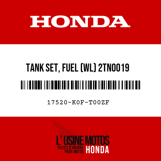 image de 17520-K0F-T00ZF TANK SET, FUEL (WL) 2TN0019 (2TN0019 PEARL NEBULA RED/ROSS WHITE)