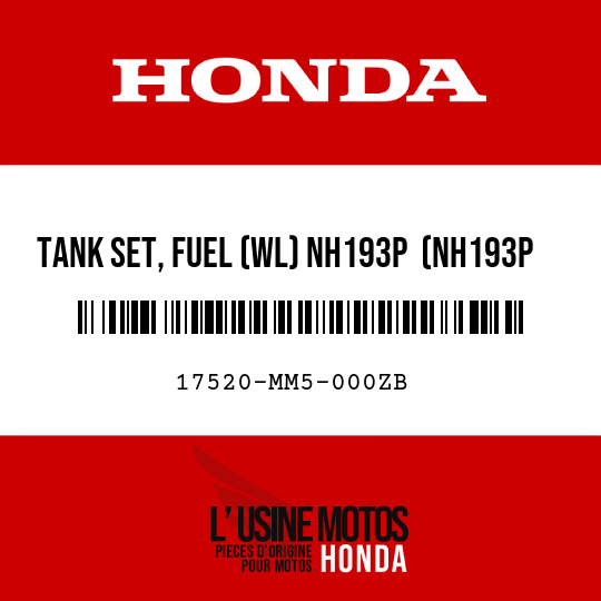 image de 17520-MM5-000ZB TANK SET, FUEL (WL) NH193P  (NH193P PEARL CRYSTAL WHITE)
