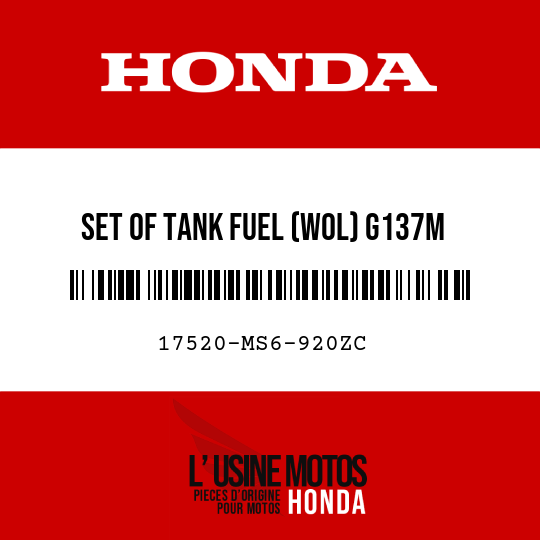 image de 17520-MS6-920ZC SET OF TANK FUEL (WOL) G137M