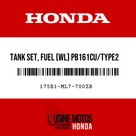 image de 175B1-ML7-700ZB TANK SET, FUEL (WL) PB161CU/TYPE2  (PB161CU/TYPE2 CANDY WAVE BLUE-U/TYPE2)