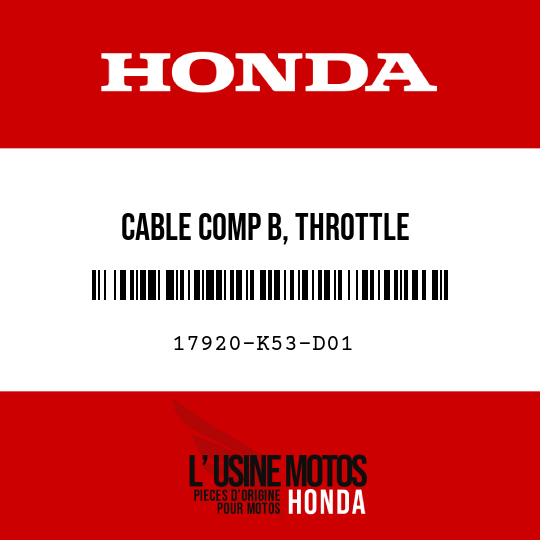 image de 17920-K53-D01 CABLE COMP B, THROTTLE