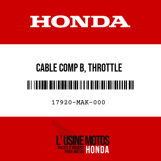 image de 17920-MAK-000 CABLE COMP B, THROTTLE