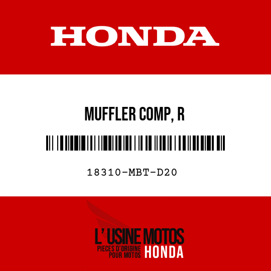 image de 18310-MBT-D20 MUFFLER COMP, R
