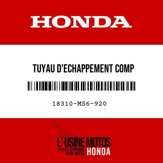 image de 18310-MS6-920 TUYAU D'ECHAPPEMENT COMP