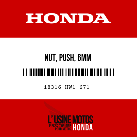 image de 18316-HW1-671 NUT, PUSH, 6MM