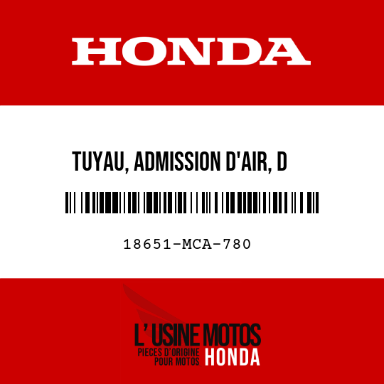 image de 18651-MCA-780 TUYAU, ADMISSION D'AIR, D