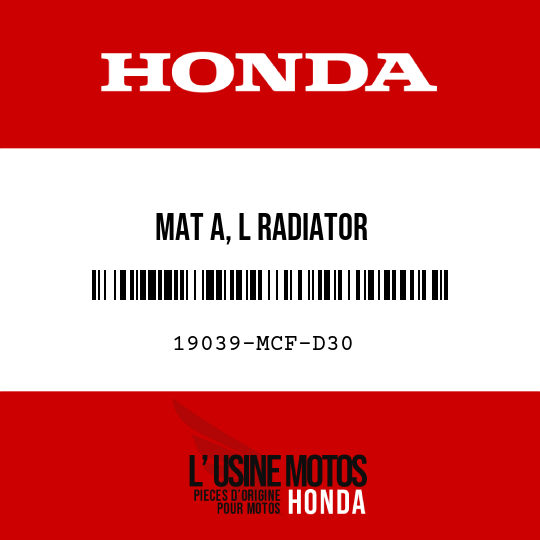 image de 19039-MCF-D30 MAT A, L RADIATOR