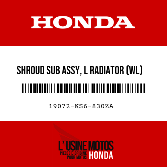 image de 19072-KS6-830ZA SHROUD SUB ASSY, L RADIATOR (WL) R134  (R134 FIGHTING RED)