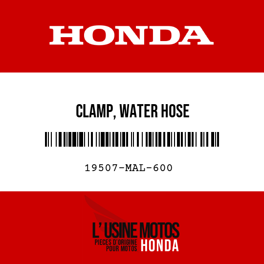 image de 19507-MAL-600 CLAMP, WATER HOSE