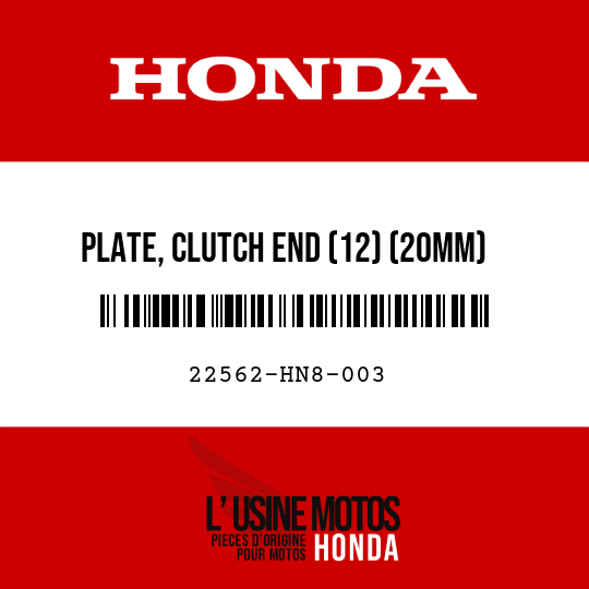 image de 22562-HN8-003 PLATE, CLUTCH END (12) (20MM)