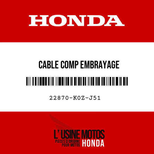 image de 22870-K0Z-J51 CABLE COMP EMBRAYAGE
