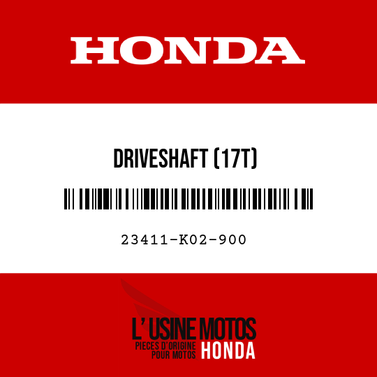 image de 23411-K02-900 DRIVESHAFT (17T)