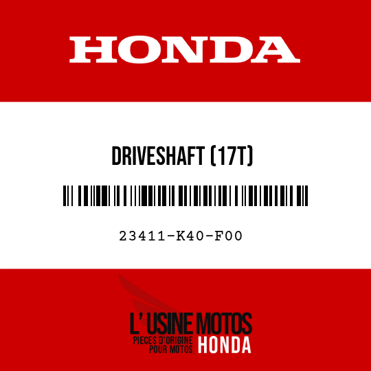 image de 23411-K40-F00 DRIVESHAFT (17T)