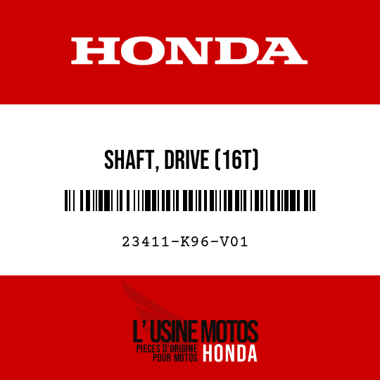image de 23411-K96-V01 SHAFT, DRIVE (16T)