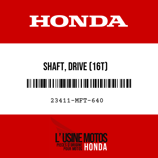 image de 23411-MFT-640 SHAFT, DRIVE (16T)