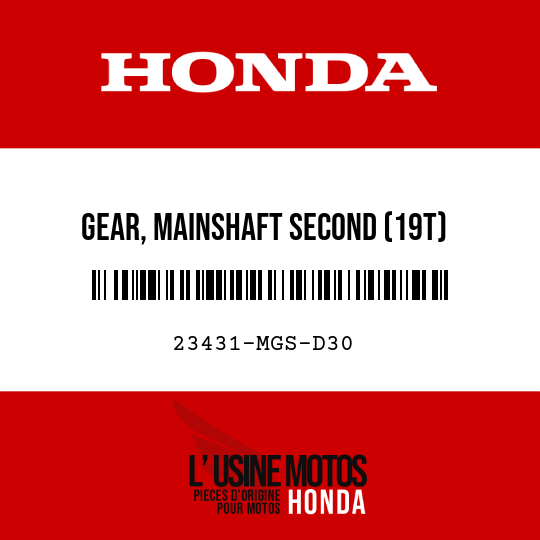 image de 23431-MGS-D30 GEAR, MAINSHAFT SECOND (19T)