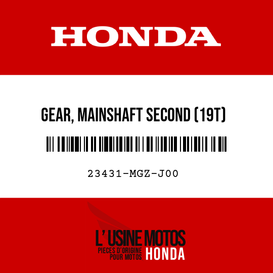 image de 23431-MGZ-J00 GEAR, MAINSHAFT SECOND (19T)
