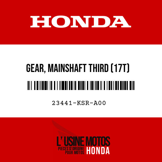 image de 23441-KSR-A00 GEAR, MAINSHAFT THIRD (17T)