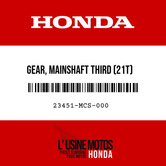 image de 23451-MCS-000 GEAR, MAINSHAFT THIRD (21T)