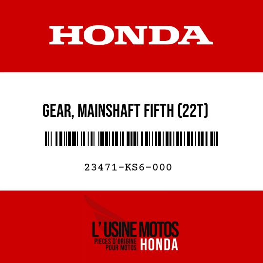 image de 23471-KS6-000 GEAR, MAINSHAFT FIFTH (22T)