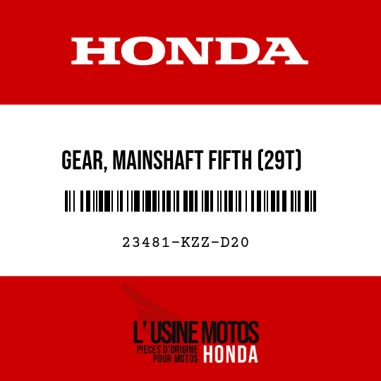 image de 23481-KZZ-D20 GEAR, MAINSHAFT FIFTH (29T)