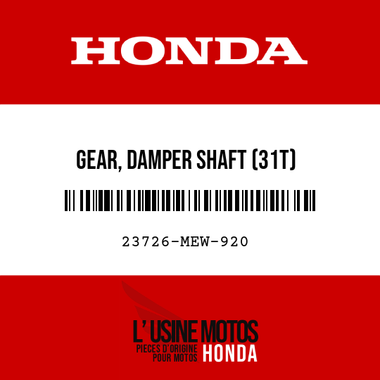 image de 23726-MEW-920 GEAR, DAMPER SHAFT (31T)