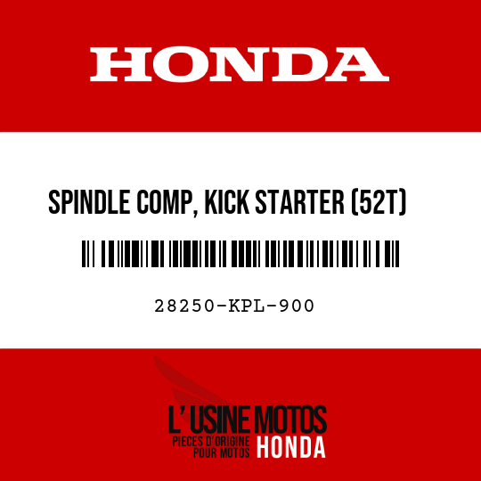 image de 28250-KPL-900 SPINDLE COMP, KICK STARTER (52T)
