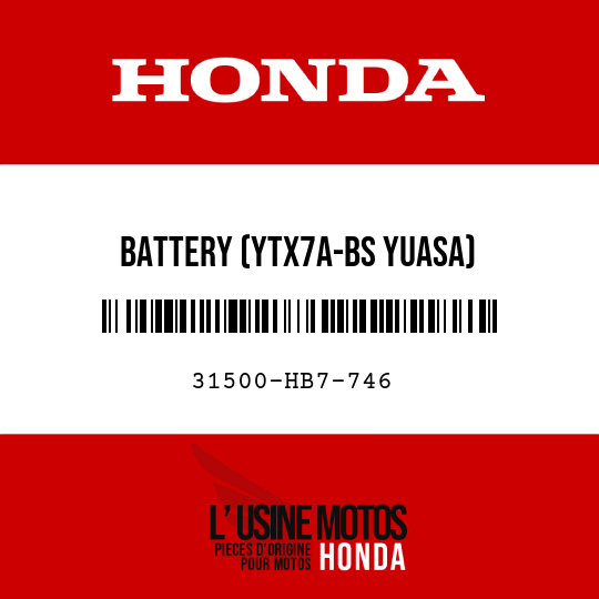 image de 31500-HB7-746 BATTERY (YTX7A-BS YUASA)