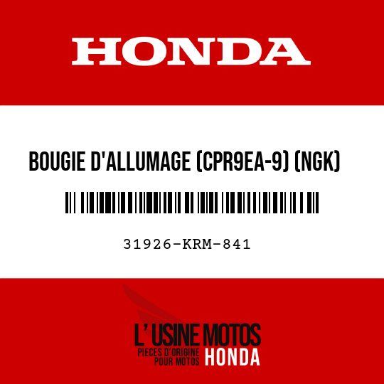 image de 31926-KRM-841 BOUGIE D'ALLUMAGE (CPR9EA-9) (NGK)