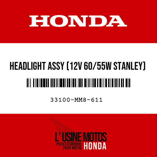 image de 33100-MM8-611 HEADLIGHT ASSY (12V 60/55W STANLEY)