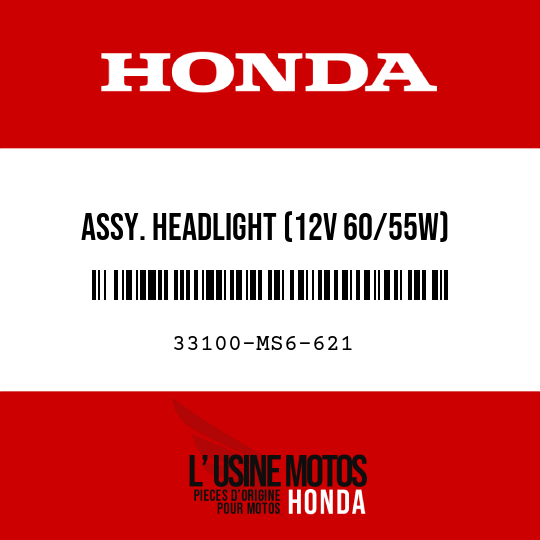 image de 33100-MS6-621 ASSY. HEADLIGHT (12V 60/55W)