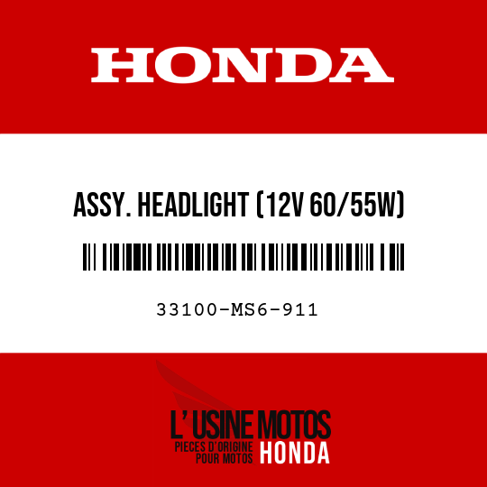 image de 33100-MS6-911 ASSY. HEADLIGHT (12V 60/55W)